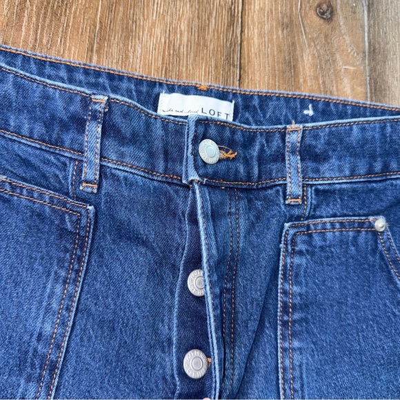 LOFT High Rise Straight Leg Jeans Medium Blue Utility - Picture 11 of 13
